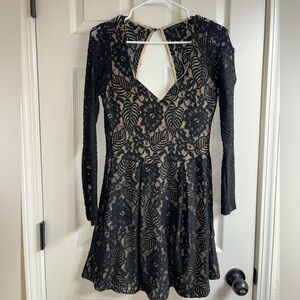 Backless lace little black dress small